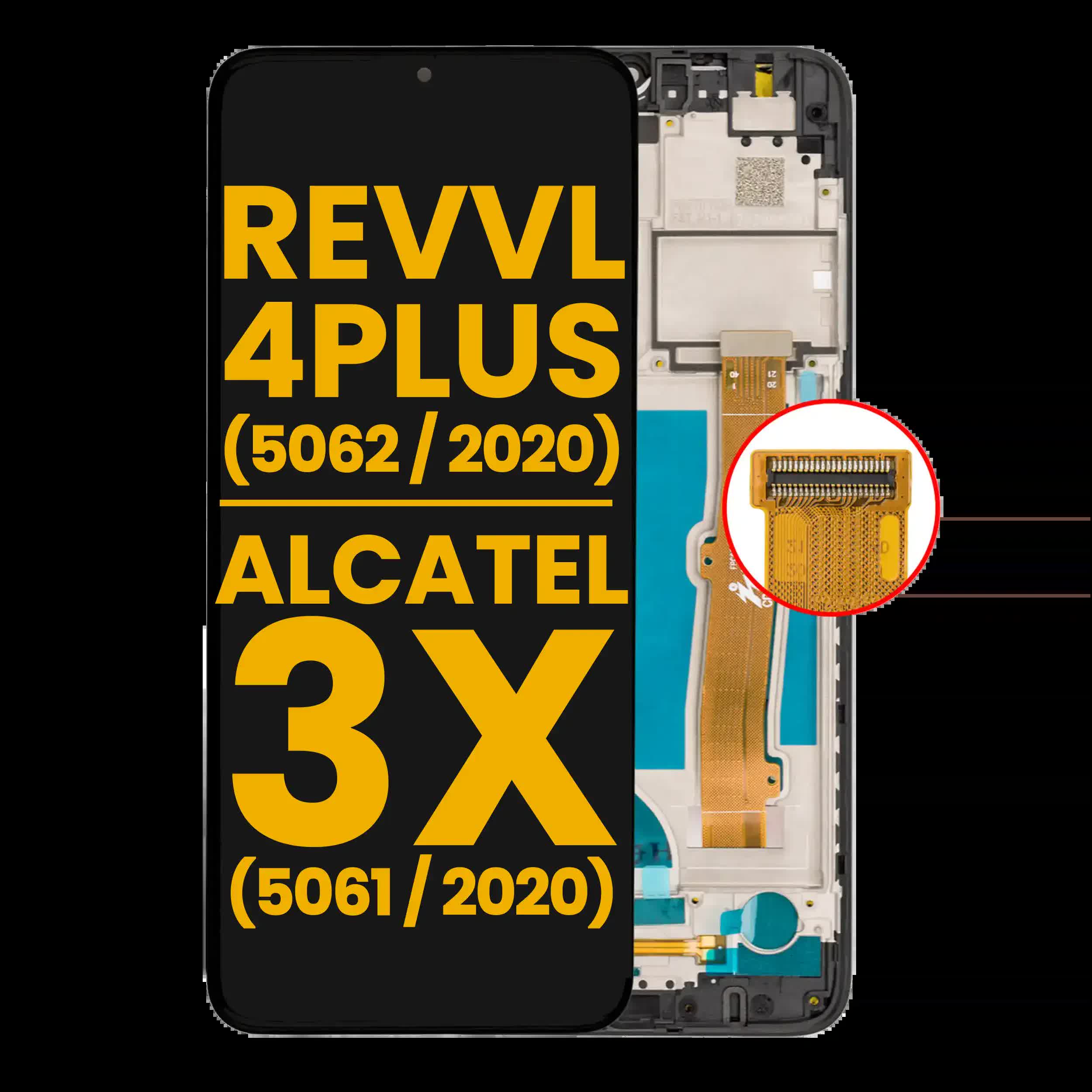 LCD Display mit Rahmen für T-Mobile Revvl 4 Plus (5062 / 2020) / Alcatel 3X (5061 / 2020) (professionell aufgearbeitet) (Black (Schwarz))