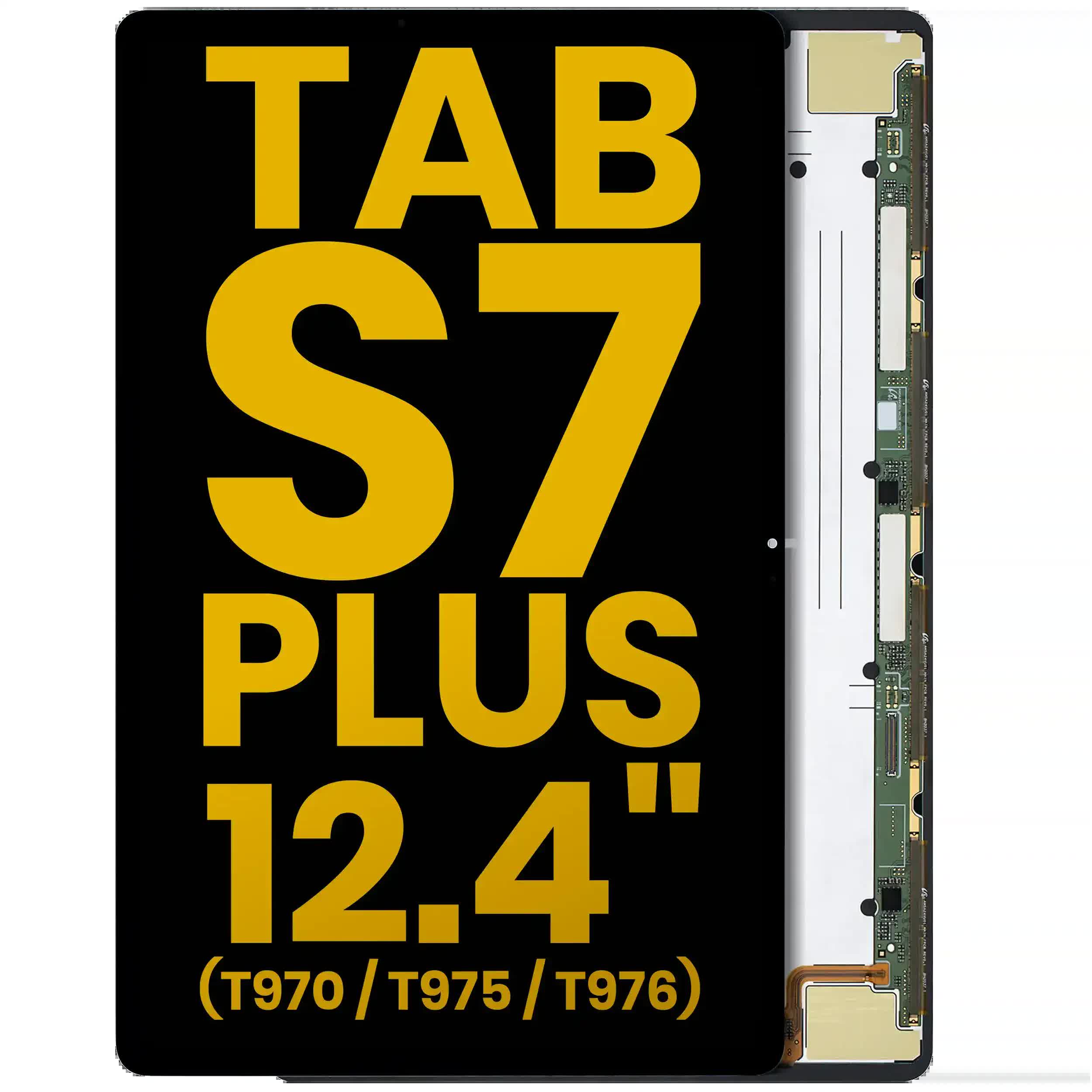 OLED Display ohne Rahmen für Samsung Galaxy Tab S7 Plus 12.4" (T970 / T975 / T976) (2020) (professionell aufgearbeitet) (Black (Schwarz))