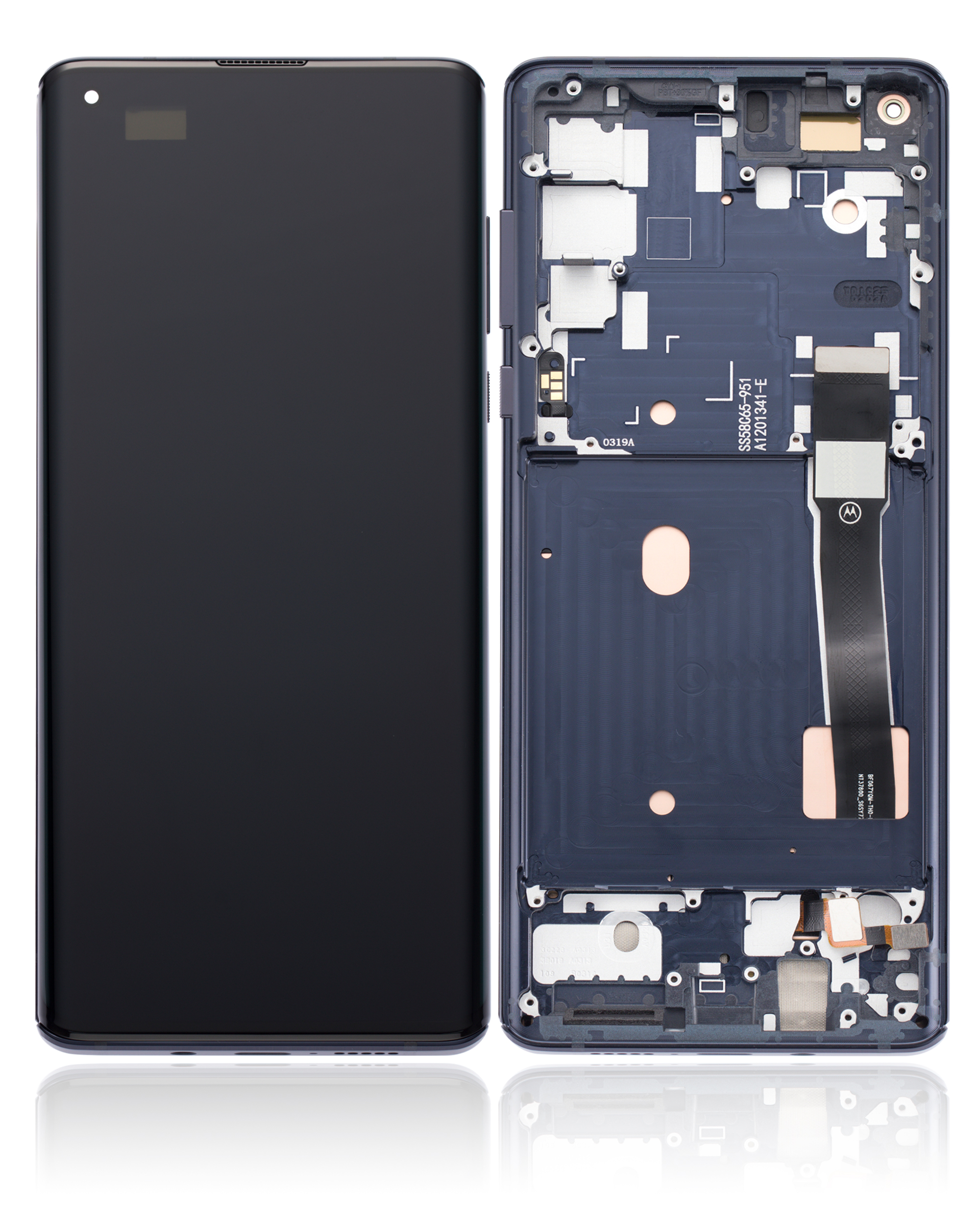 OLED Display mit Rahmen für Motorola Edge 5G (XT2063 / 2020) (professionell aufgearbeitet) (Solar Black) – Bild 2