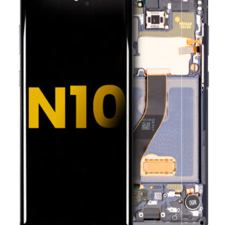 OLED Display mit Rahmen für Samsung Galaxy Note 10 (professionell aufgearbeitet) (Aura Black)