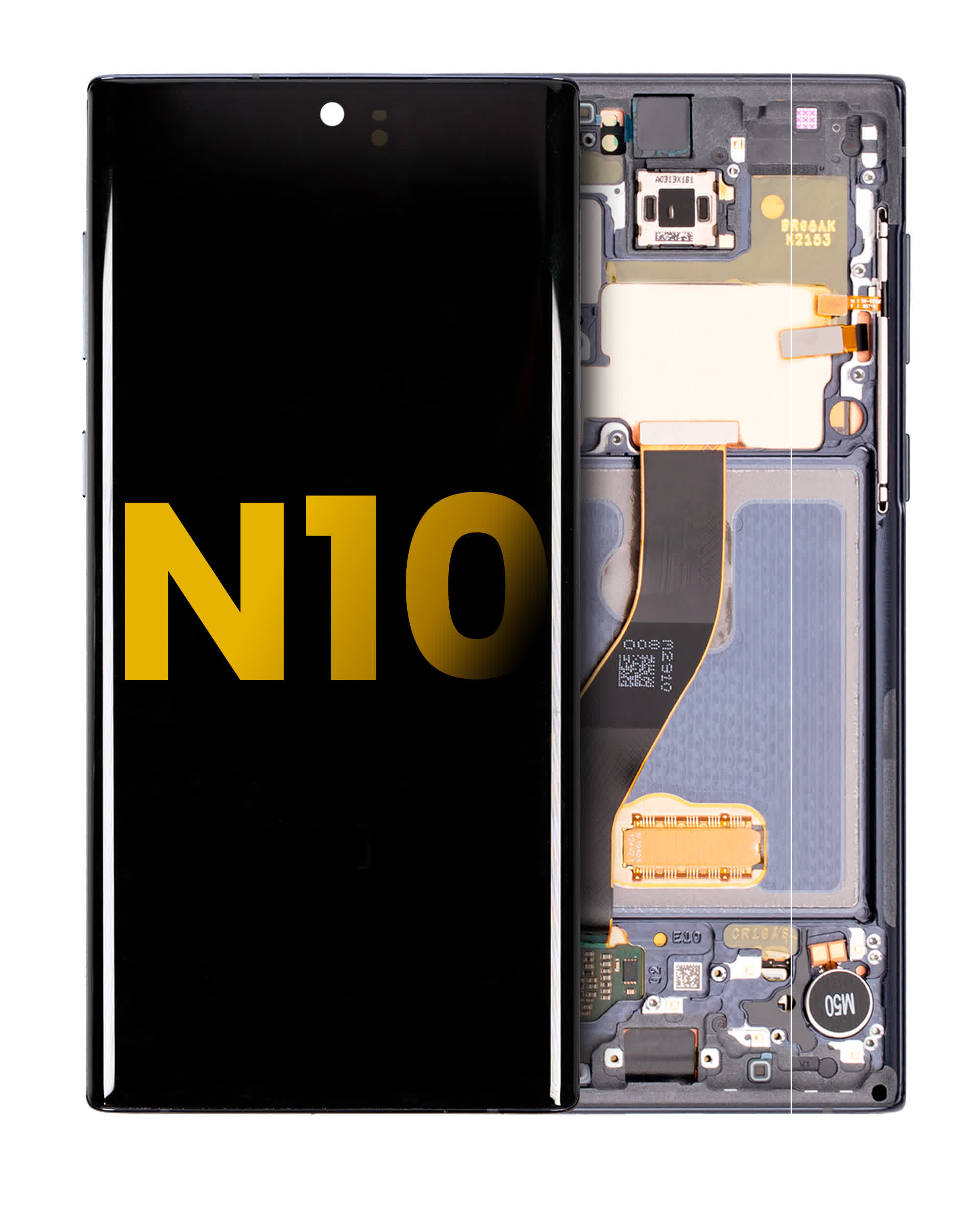 OLED Display mit Rahmen für Samsung Galaxy Note 10 (professionell aufgearbeitet) (Aura Black)