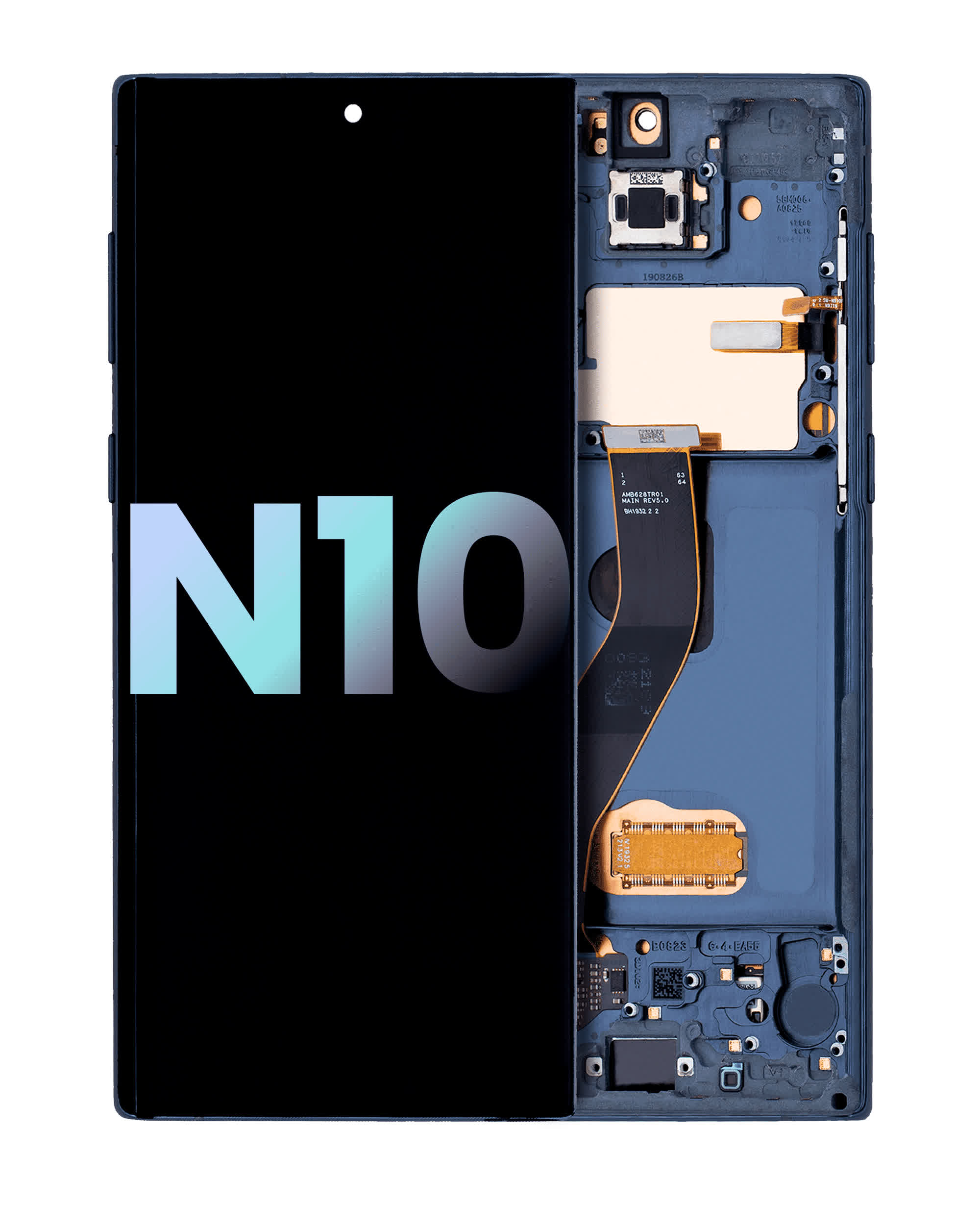 OLED Display mit Rahmen für Samsung Galaxy Note 10 (Service Pack) (Aura Glow / Silver)
