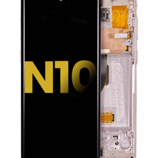 OLED Display mit Rahmen für Samsung Galaxy Note 10 (professionell aufgearbeitet) (Aura Glow / Silver)