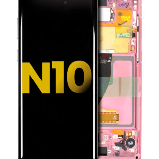 OLED Display mit Rahmen für Samsung Galaxy Note 10 (professionell aufgearbeitet) (Aura Pink)