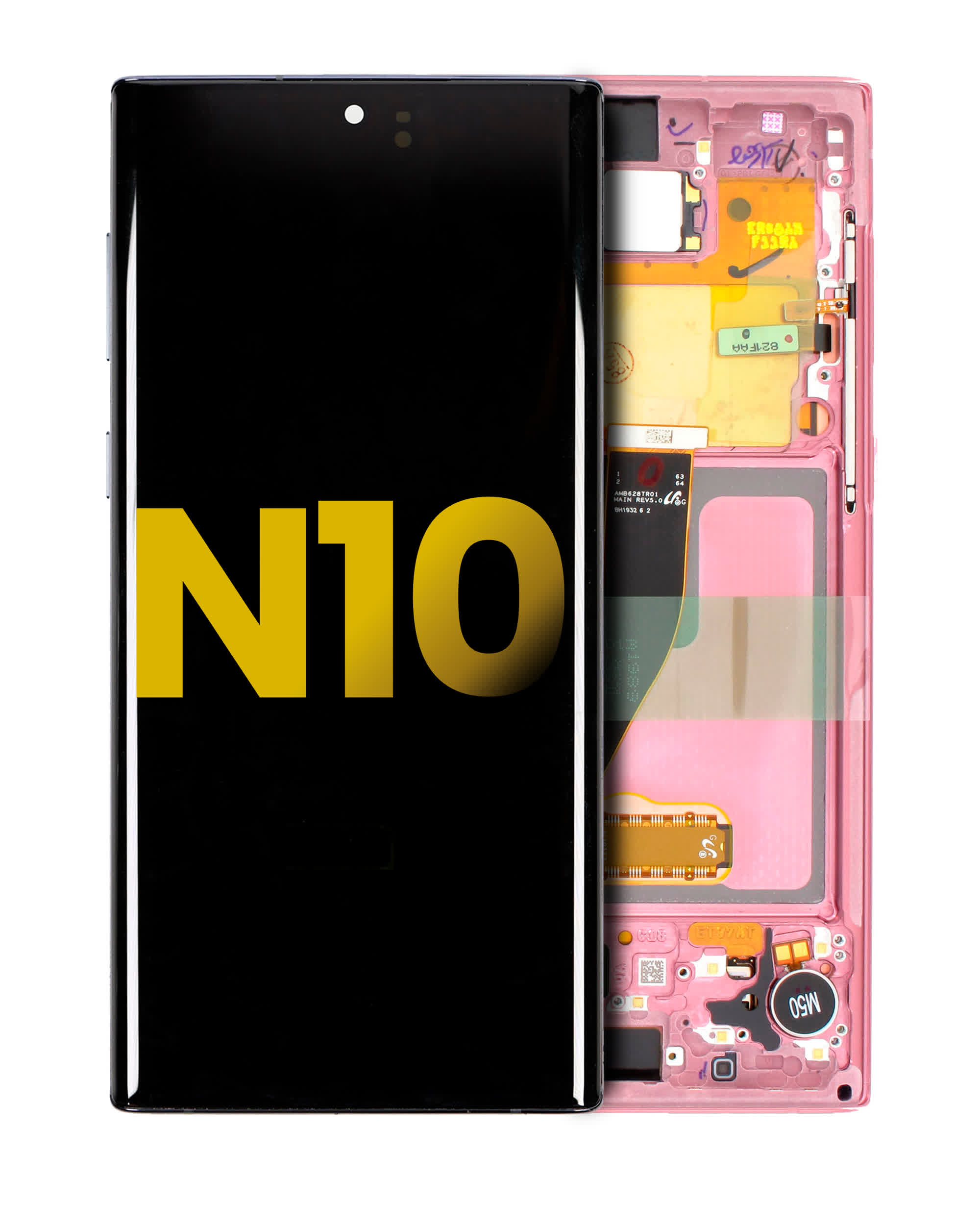 OLED Display mit Rahmen für Samsung Galaxy Note 10 (professionell aufgearbeitet) (Aura Pink)
