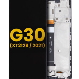 LCD Display mit Rahmen für Motorola Moto G30 (XT2129 / 2021) (professionell aufgearbeitet) (Phantom Black)