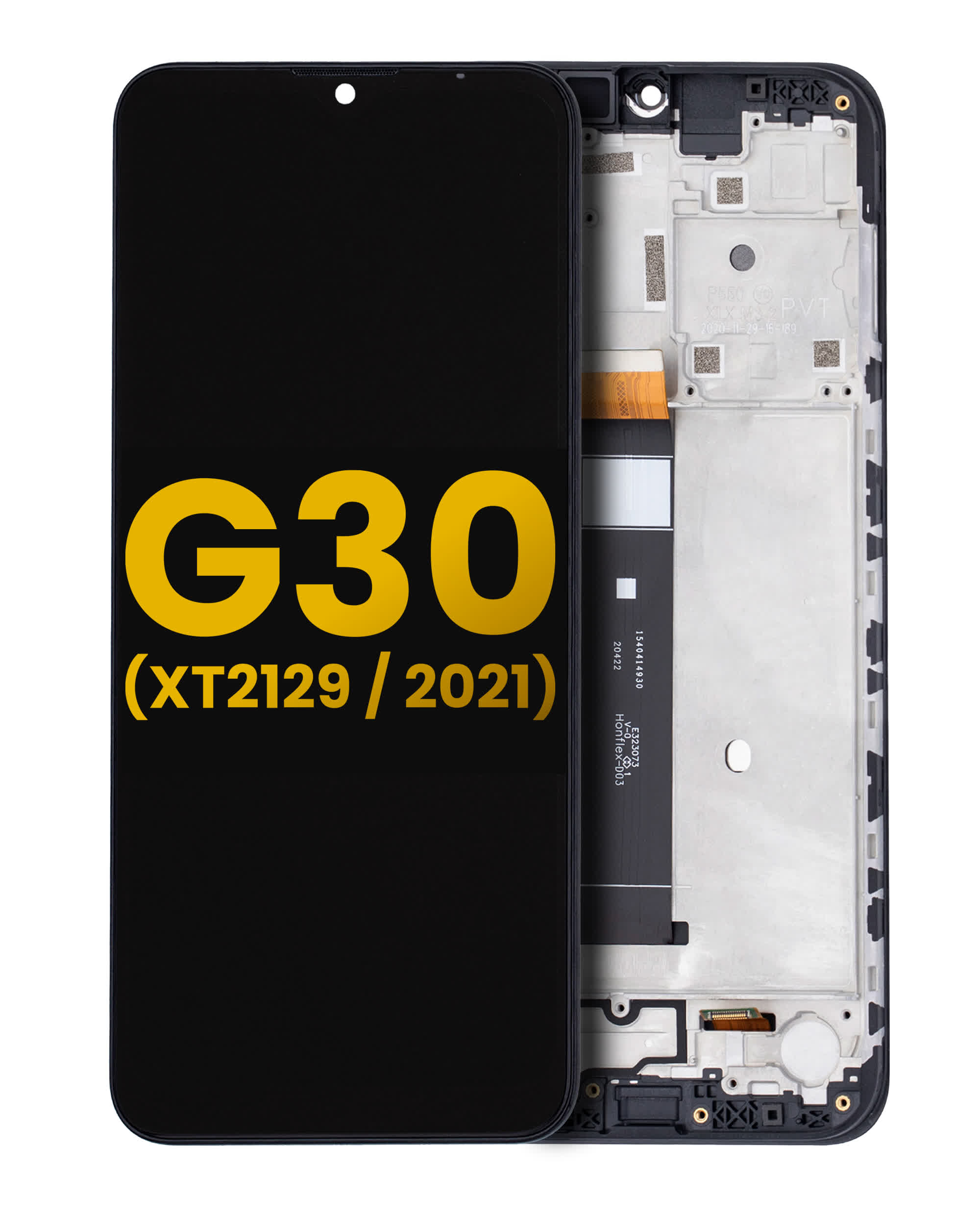 LCD Display mit Rahmen für Motorola Moto G30 (XT2129 / 2021) (professionell aufgearbeitet) (Phantom Black)