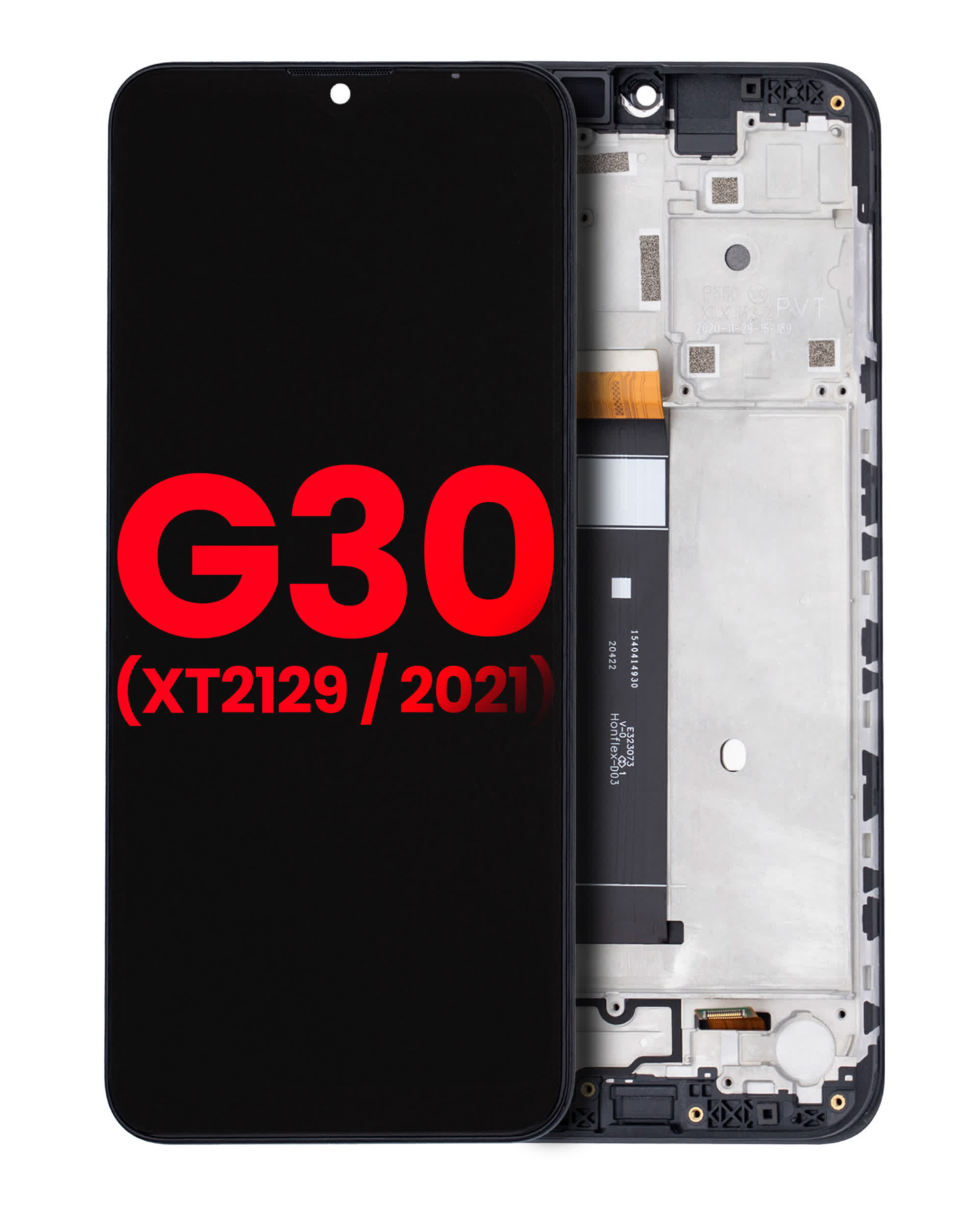 LCD Display mit Rahmen für Motorola Moto G30 (XT2129 / 2021) (Aftermarket Plus) (Phantom Black)