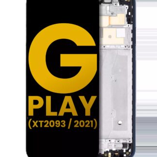 LCD Display mit Rahmen für Motorola Moto G Play (XT2093 / 2021) (professionell aufgearbeitet) (Misty Blue)