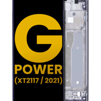 LCD Display mit Rahmen für Motorola Moto G Power (XT2117 / 2021) (professionell aufgearbeitet) (Flash Gray)