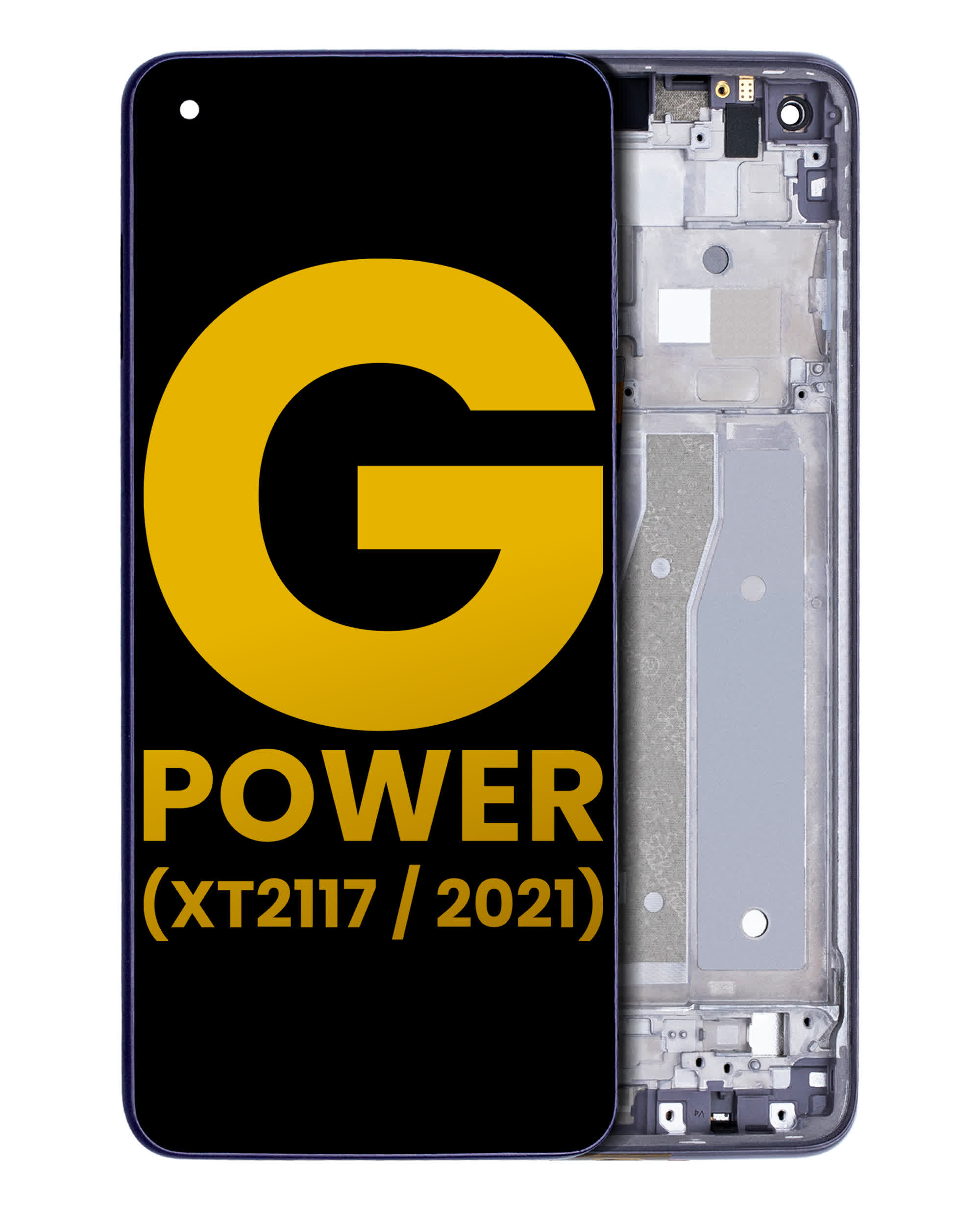 LCD Display mit Rahmen für Motorola Moto G Power (XT2117 / 2021) (professionell aufgearbeitet) (Flash Gray)
