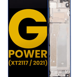 LCD Display mit Rahmen für Motorola Moto G Power (XT2117 / 2021) (professionell aufgearbeitet) (Blue (Blau))