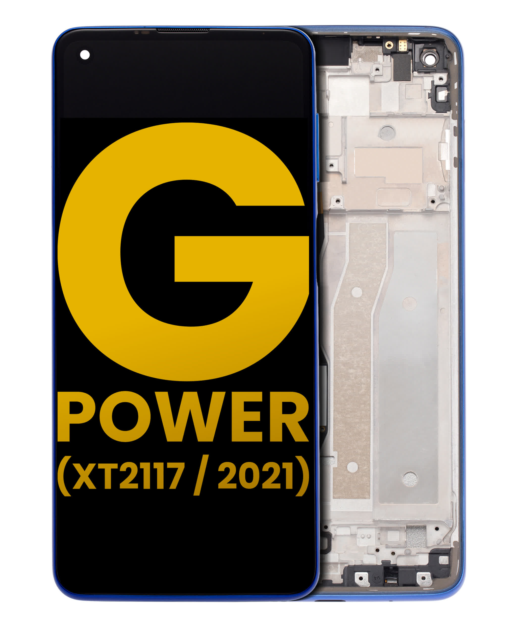 LCD Display mit Rahmen für Motorola Moto G Power (XT2117 / 2021) (professionell aufgearbeitet) (Blue (Blau))