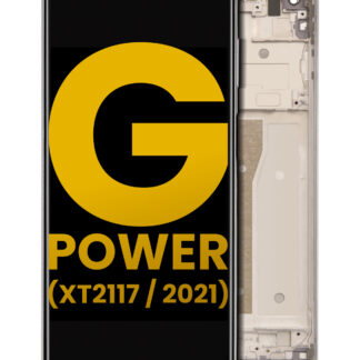 LCD Display mit Rahmen für Motorola Moto G Power (XT2117 / 2021) (professionell aufgearbeitet) (Polar Silver)