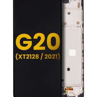 LCD Display mit Rahmen für Motorola Moto G20 (XT2128 / 2021) (professionell aufgearbeitet) (Black (Schwarz))
