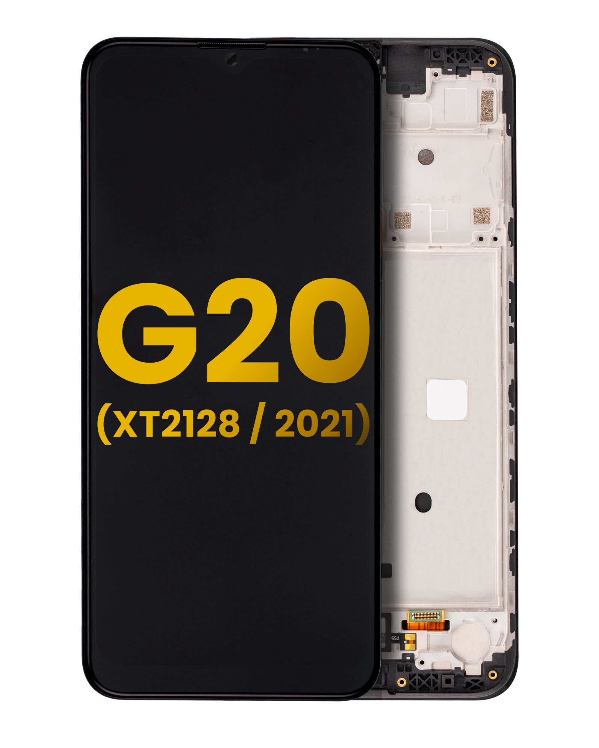 LCD Display mit Rahmen für Motorola Moto G20 (XT2128 / 2021) (professionell aufgearbeitet) (Black (Schwarz))