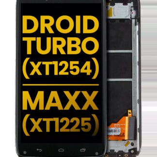 LCD Display mit Rahmen für Motorola Droid Turbo (XT1254 / 2014) / Moto Maxx (XT1225) (professionell aufgearbeitet) (Black (Schwarz))