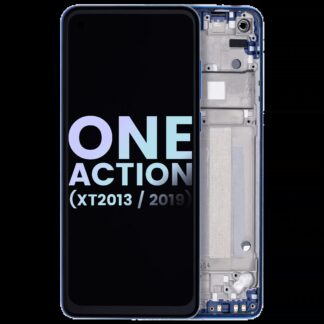LCD Display mit Rahmen für Motorola One Action (XT2013-1 / XT2013-2 / XT2013-4 / 2019) (Original) (Denim Blue)