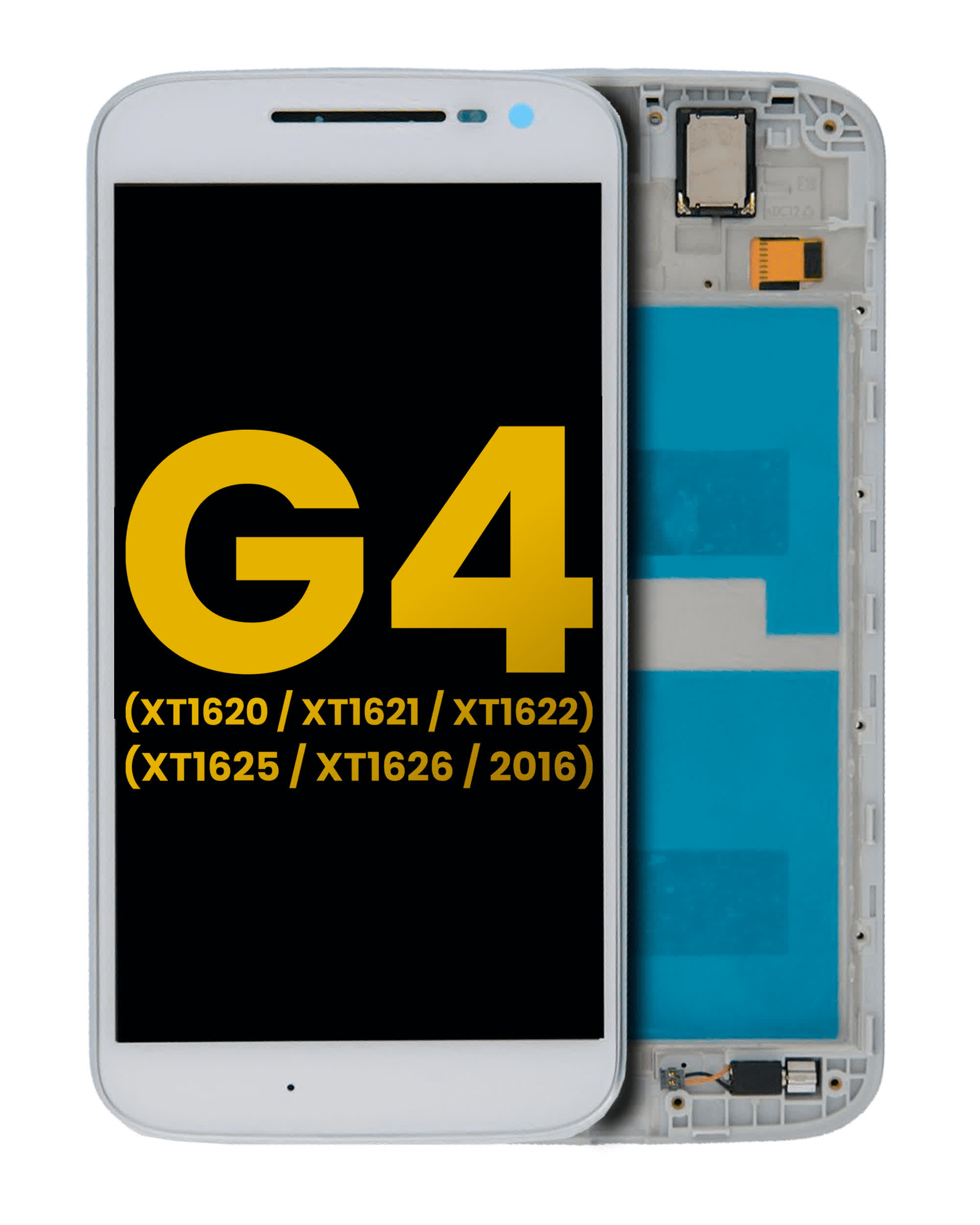 LCD Display mit Rahmen für Motorola Moto G4 (XT1620 / XT1621 / XT1622 / XT1625 / XT1626 / 2016) (professionell aufgearbeitet) (White (Weiß))