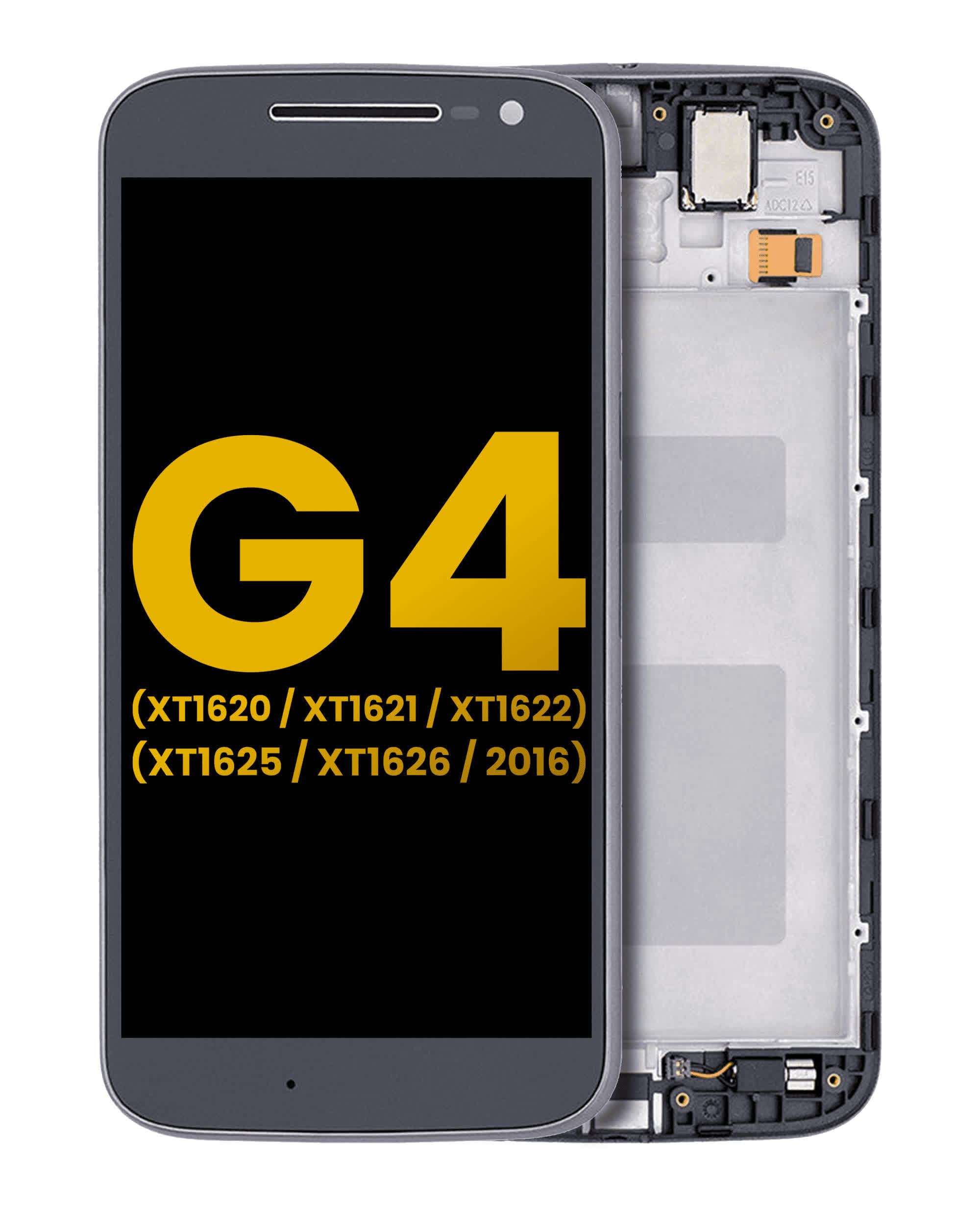 LCD Display mit Rahmen für Motorola Moto G4 (XT1620 / XT1621 / XT1622 / XT1625 / XT1626 / 2016) (professionell aufgearbeitet) (Black (Schwarz))