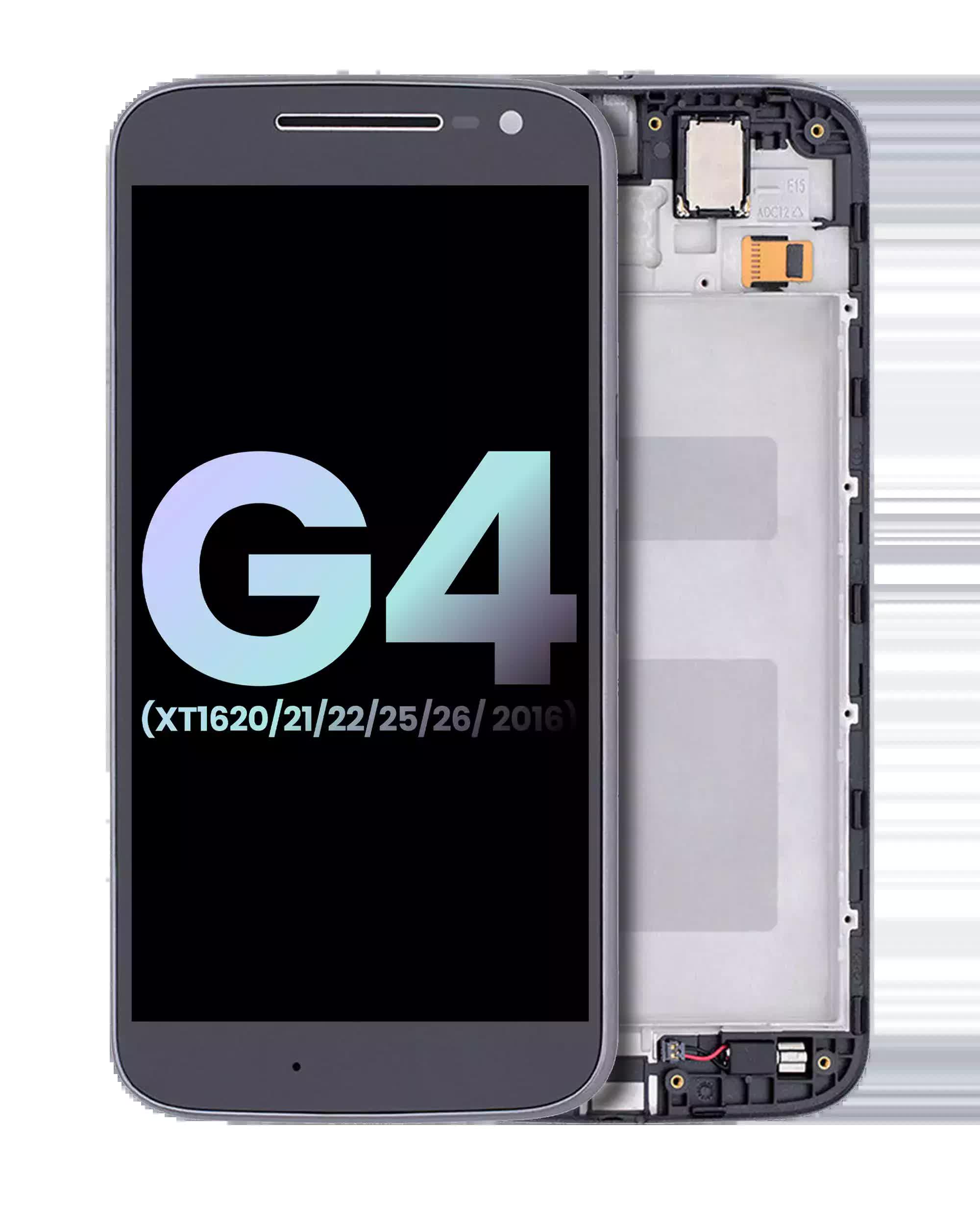 LCD Display mit Rahmen für Motorola Moto G4 (XT1620 / XT1621 / XT1622 / XT1625 / XT1626 / 2016) (Original) (Black (Schwarz))