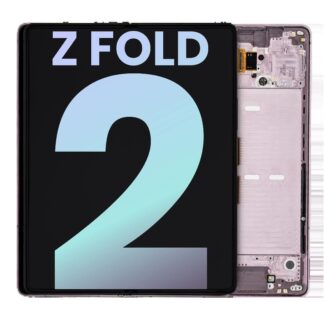 Inner OLED Display mit Rahmen für Samsung Galaxy Z Fold 2 5G (US & International) (Service Pack) (Mystic Bronze mit Gold Hinge)