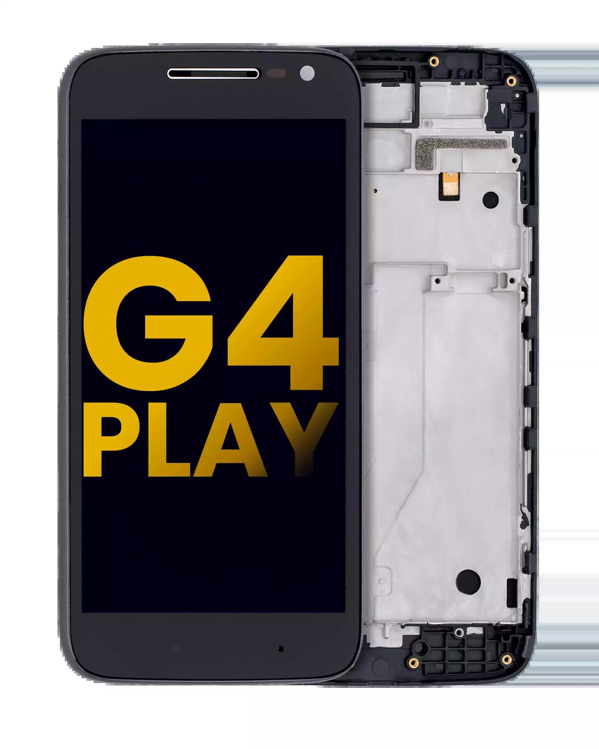 LCD Display mit Rahmen für Motorola Moto G4 Play (XT1600 / XT1601 / XT1602 / XT1603 / XT1604 / XT1607 / XT1609 / 2016) (professionell aufgearbeitet) (Black (Schwarz))