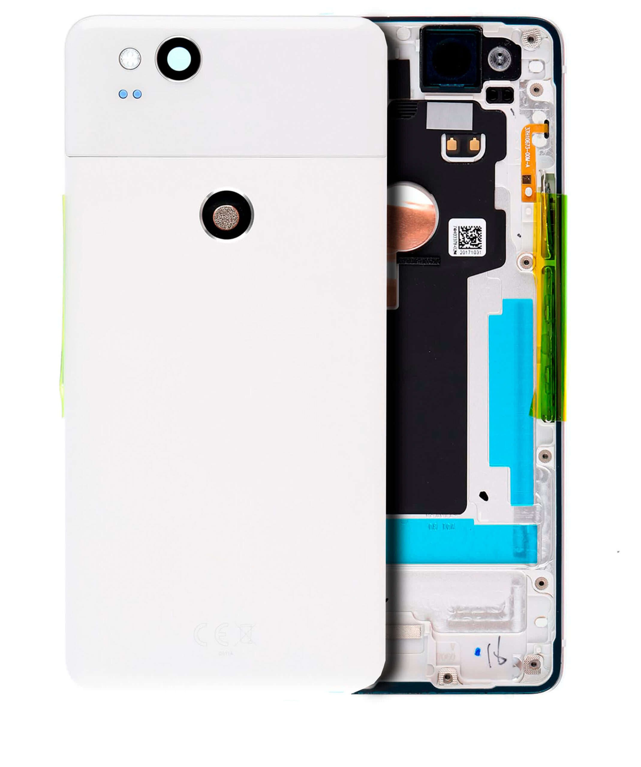 Rückgehäuse mit Kleinteilen vormontiert für Google Pixel 2 (ausgebautes Originalteil: Grade A) (White (Weiß))
