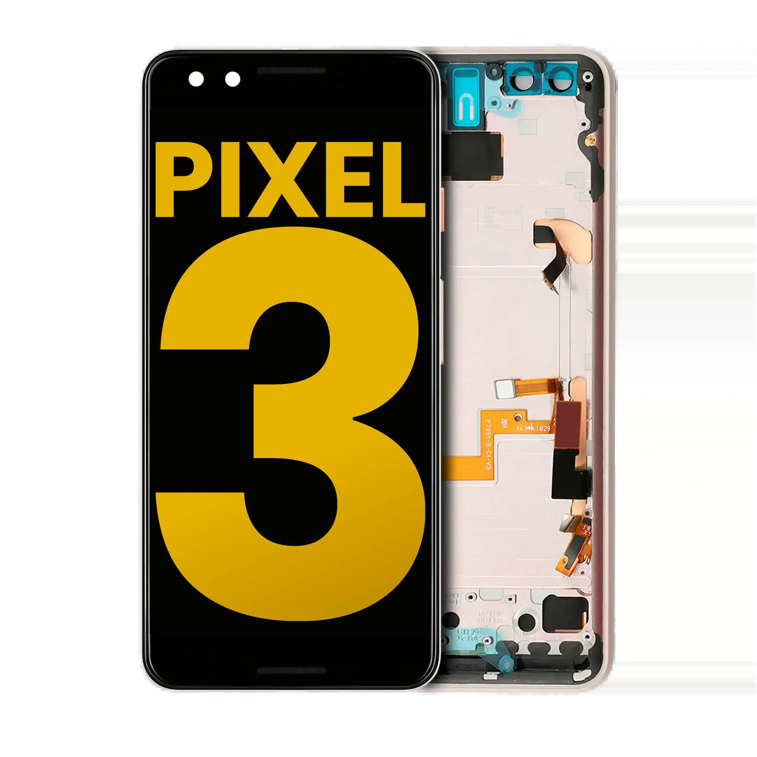 OLED Display mit Rahmen für Google Pixel 3 (professionell aufgearbeitet) (Pink (Rosa))