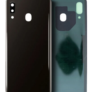 Rückdeckelglas mit Kameraglas für Samsung Galaxy A20 (A205 / 2019) (Service Pack) (Black (Schwarz))