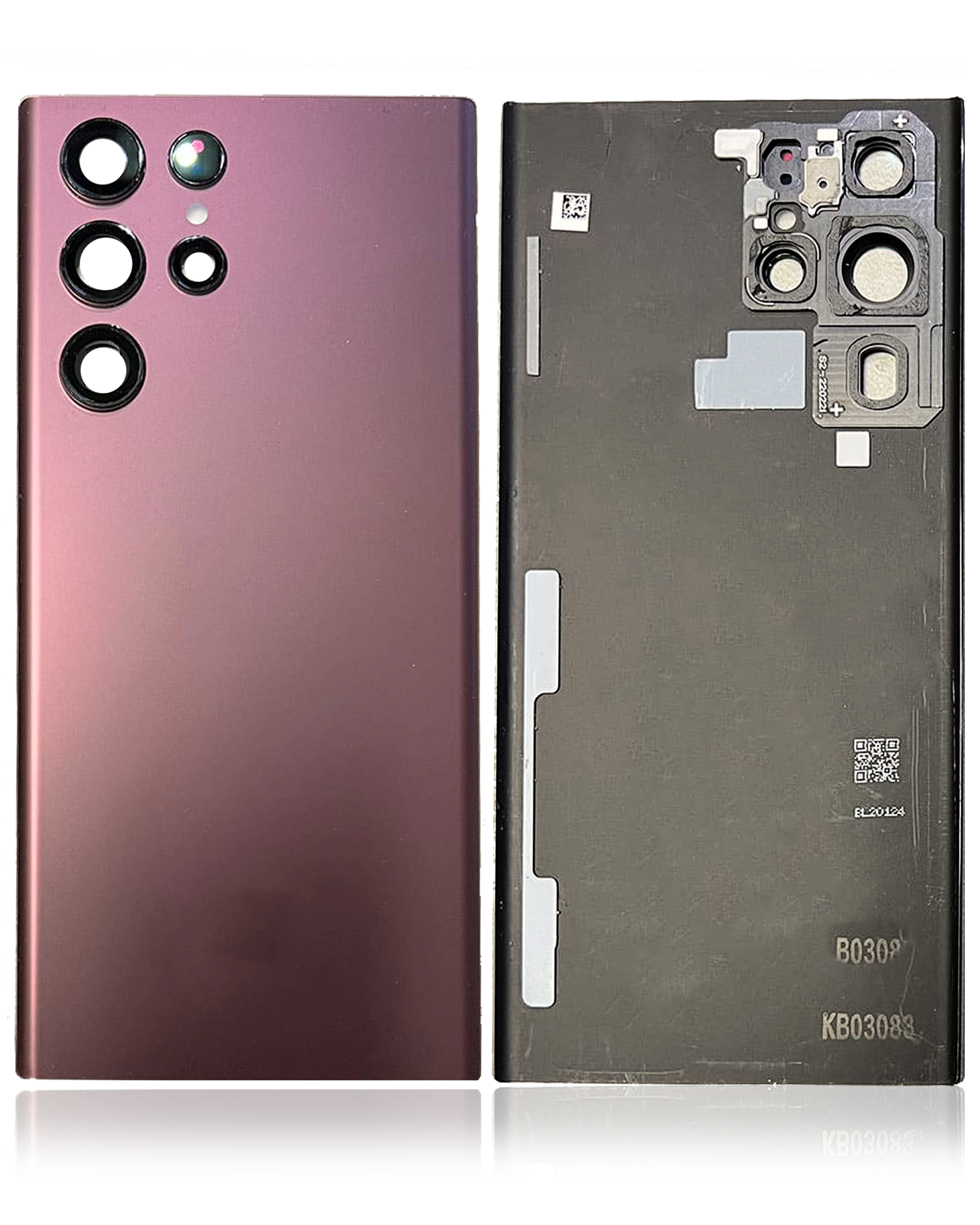Rückdeckelglas mit Kameraglas für Samsung Galaxy S22 Ultra (Service Pack) (Burgundy) – Bild 4