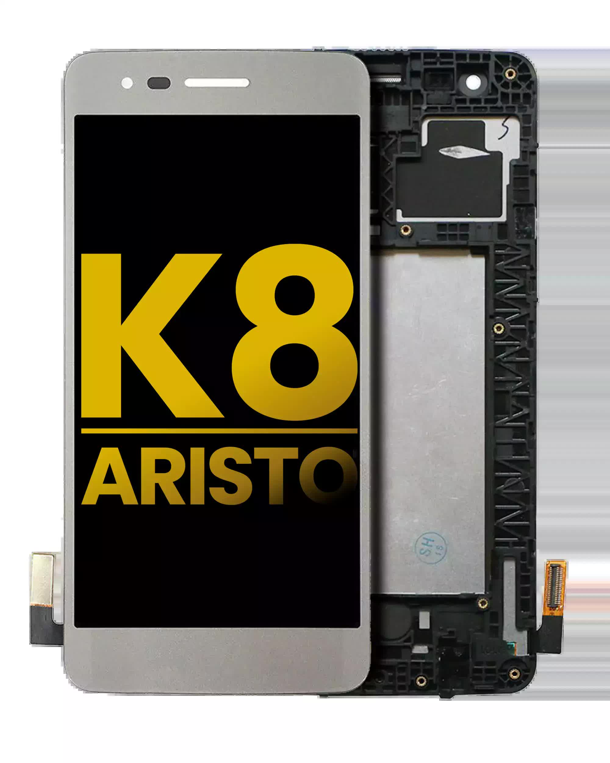 LCD Display mit Rahmen für LG K8 (2017) / Aristo (US-Version) (professionell aufgearbeitet) (Silver (Silber))