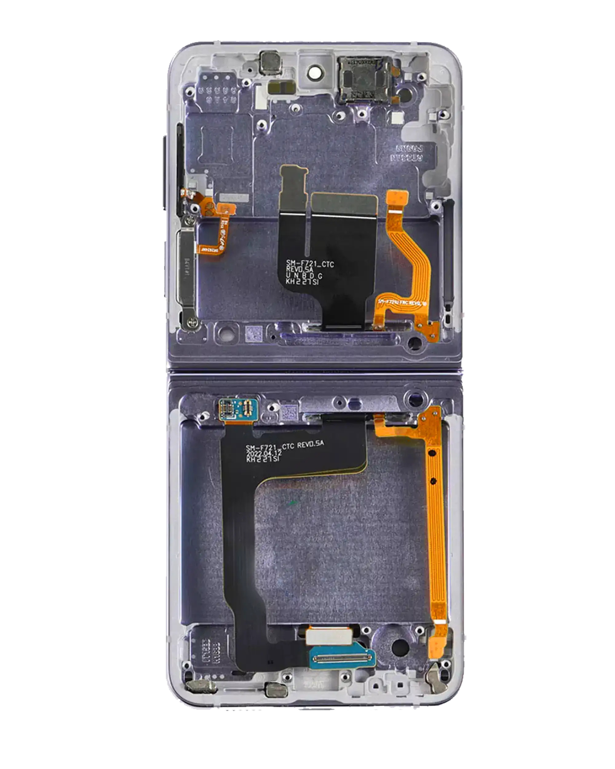 Inner OLED Display mit Rahmen für Samsung Galaxy Z Flip 4 5G (US & International) (ausgebautes Originalteil: Grade A) (Bora Purple) – Bild 3