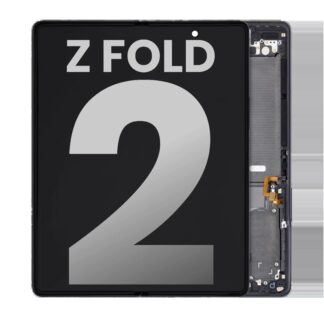 Inner OLED Display mit Rahmen für Samsung Galaxy Z Fold 2 5G (ausgebautes Originalteil: Grade B/C) (US & International) (Mystic Black)