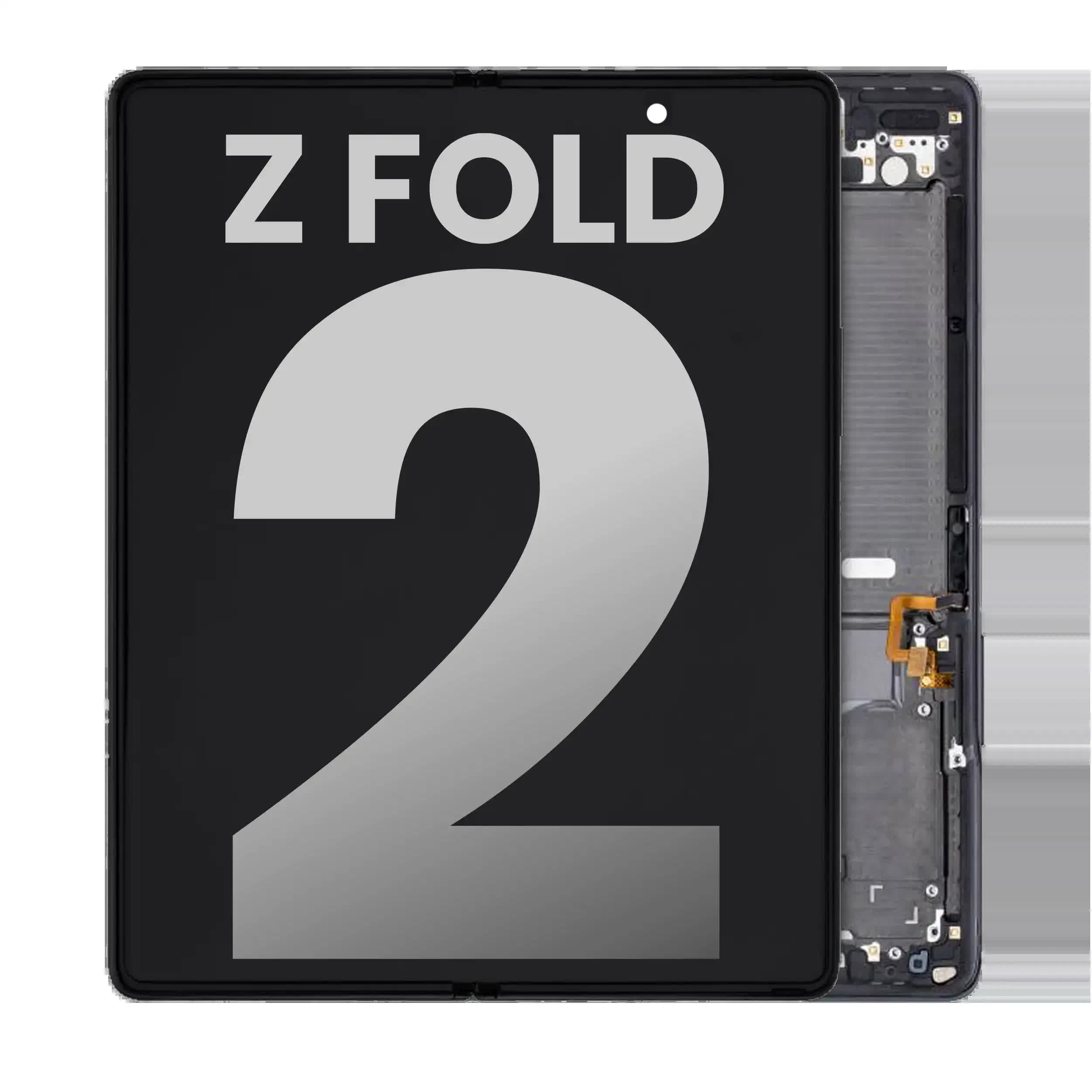 Inner OLED Display mit Rahmen für Samsung Galaxy Z Fold 2 5G (ausgebautes Originalteil: Grade B/C) (US & International) (Mystic Black)