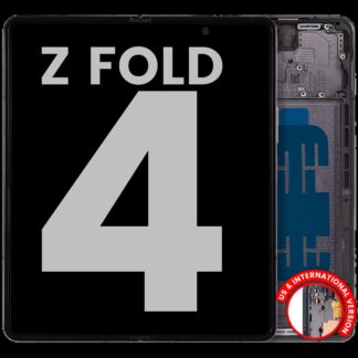 Inner OLED Display mit Rahmen für Samsung Galaxy Z Fold 4 5G (US & International) (ausgebautes Originalteil: Grade B/C) (Phantom Black)