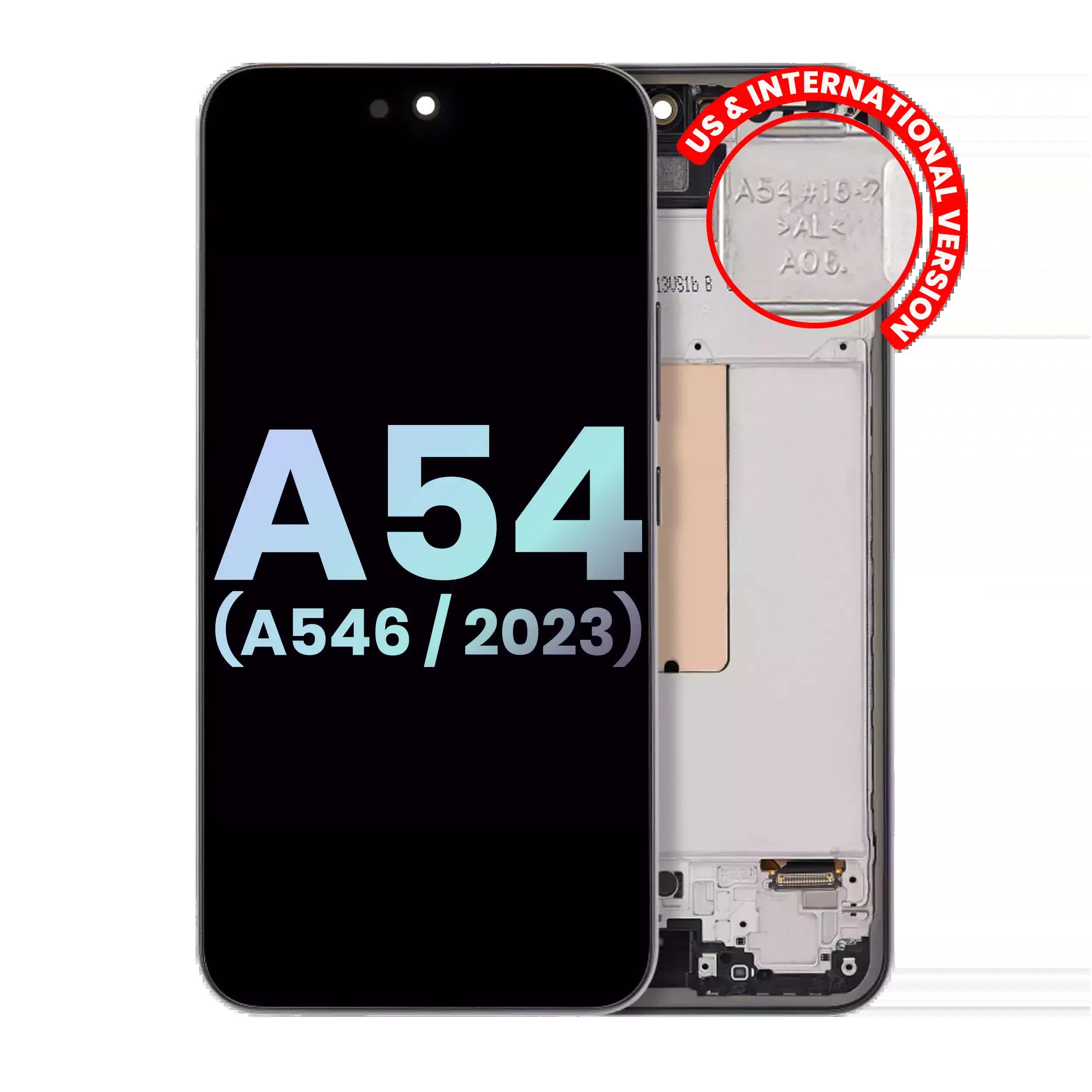 OLED Display mit Rahmen für Samsung Galaxy A54 5G (A546 / 2023) (US & International Version) (Service Pack) (Graphite)