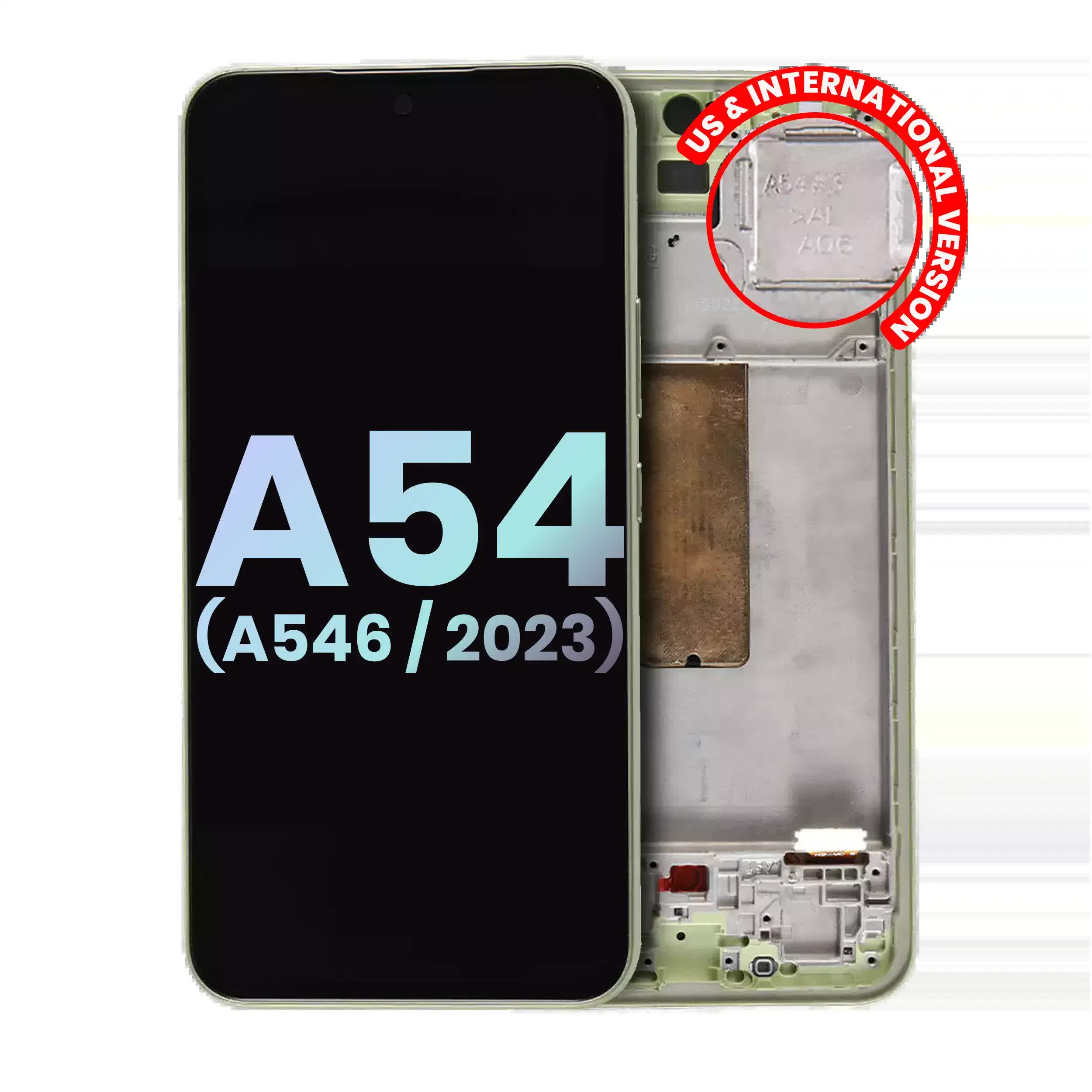 OLED Display mit Rahmen für Samsung Galaxy A54 5G (A546 / 2023) (US & International Version) (Service Pack) (Lime)