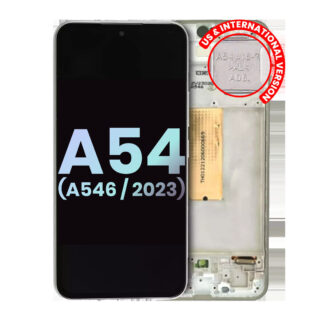 OLED Display mit Rahmen für Samsung Galaxy A54 5G (A546 / 2023) (US & International Version) (Service Pack) (White (Weiß))