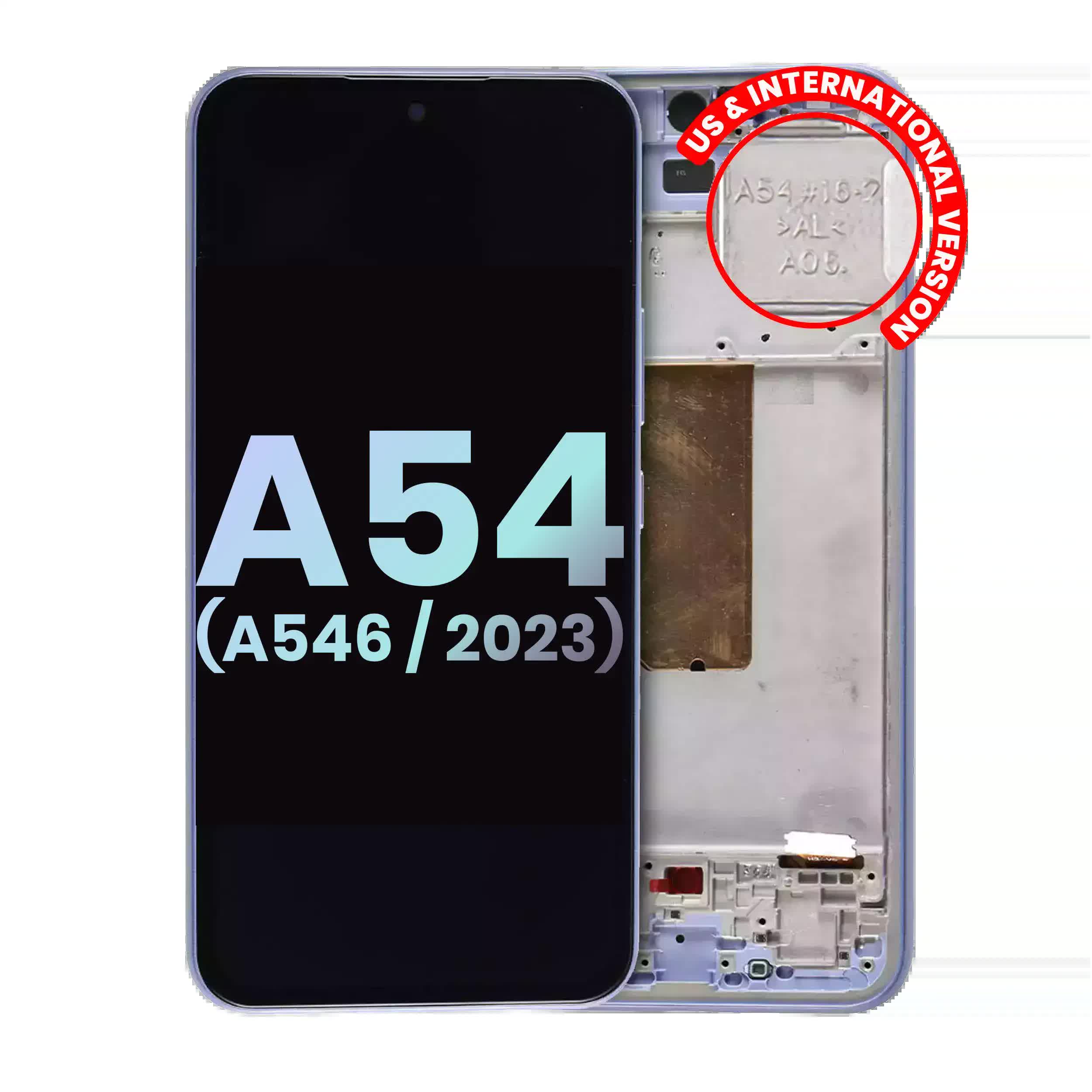 OLED Display mit Rahmen für Samsung Galaxy A54 5G (A546 / 2023) (US & International Version) (Service Pack) (Violet (Violett))