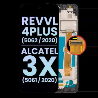 LCD Display mit Rahmen für T-Mobile Revvl 4 Plus (5062 / 2020) / Alcatel 3X (5061 / 2020) (Original) (Black (Schwarz))