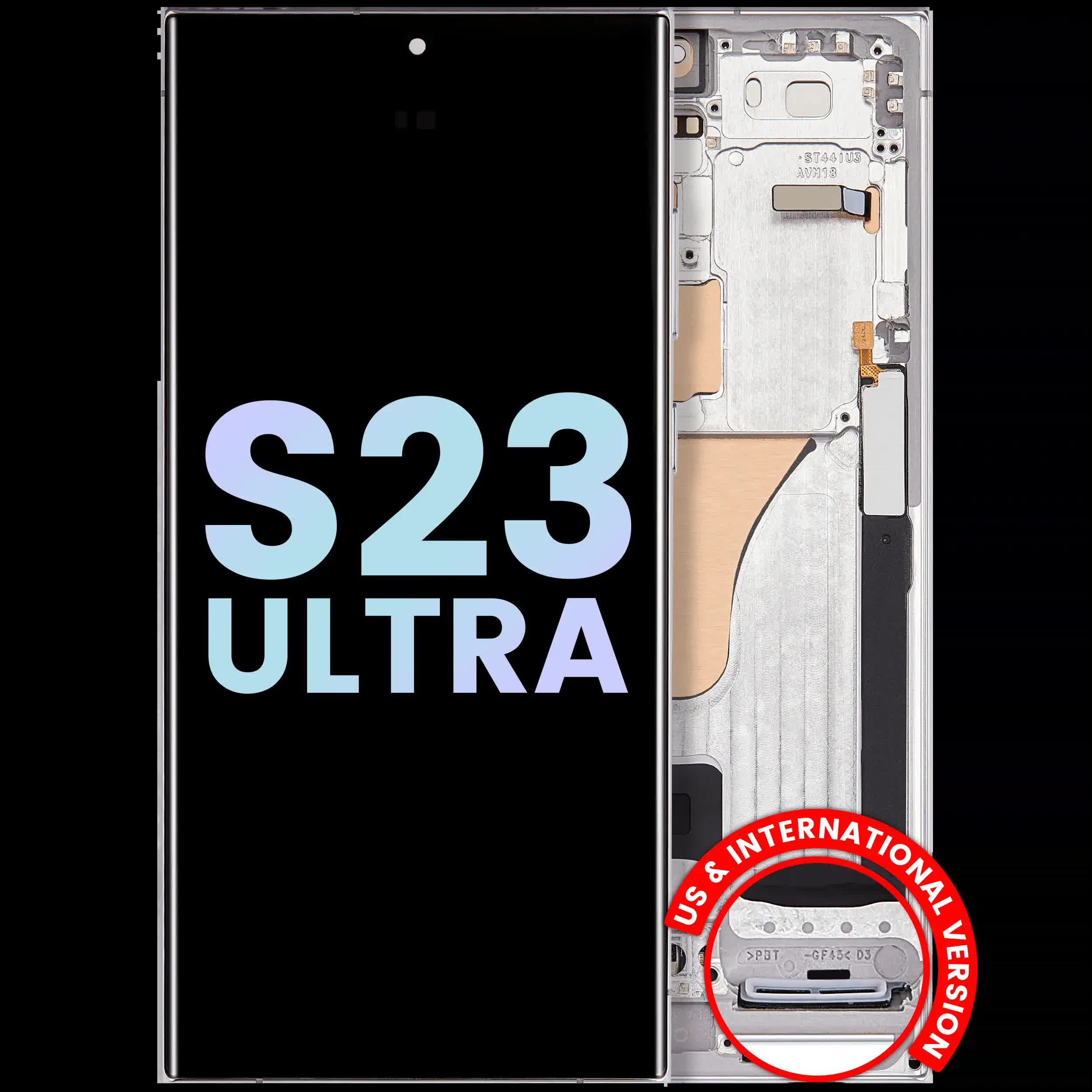 OLED Display mit Rahmen für Samsung Galaxy S23 Ultra 5G (US & International) (Service Pack) (Sky Blue & Lime)