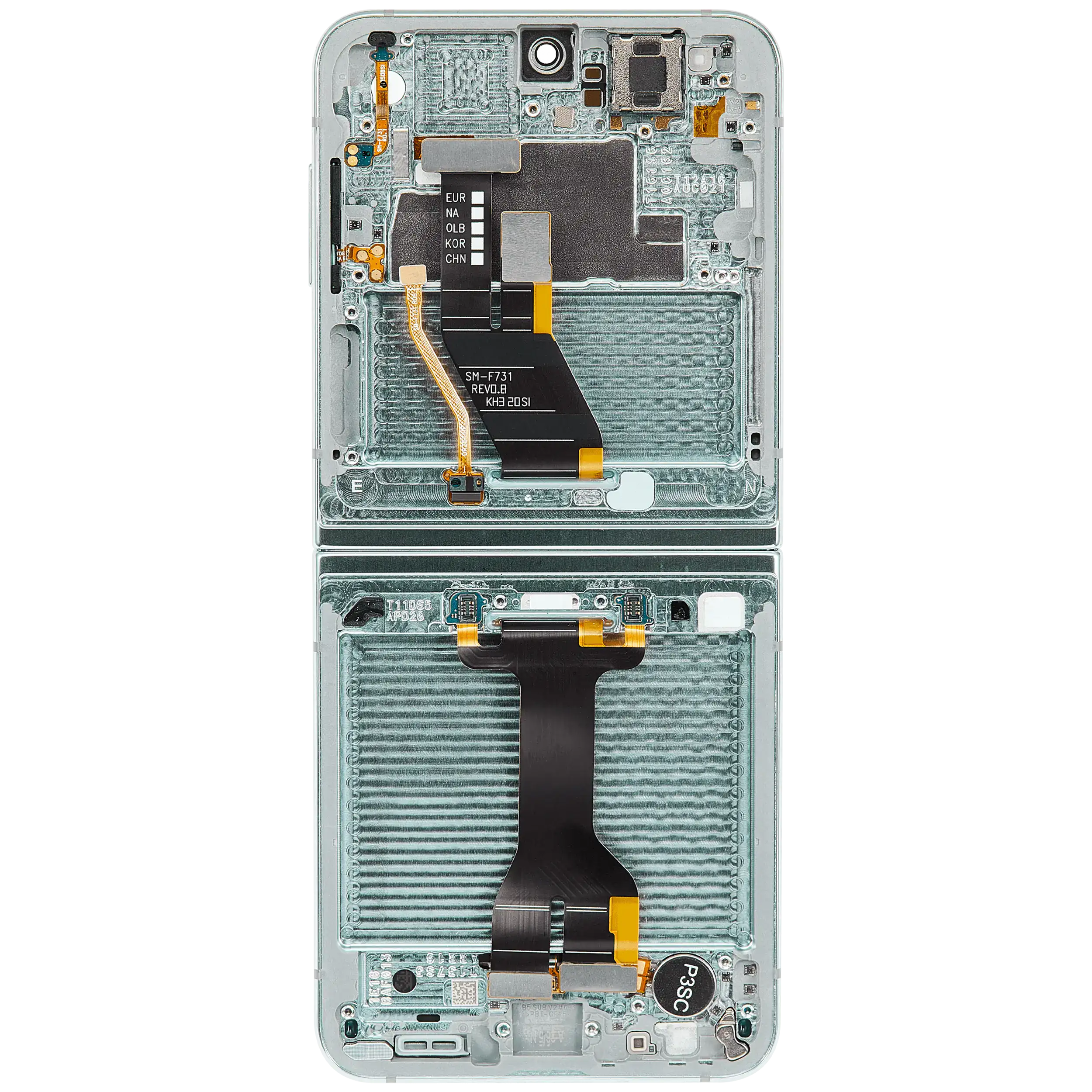 Inner OLED Display mit Rahmen für Samsung Galaxy Z Flip 5 5G (US & International) (Service Pack) (Mint) – Bild 4
