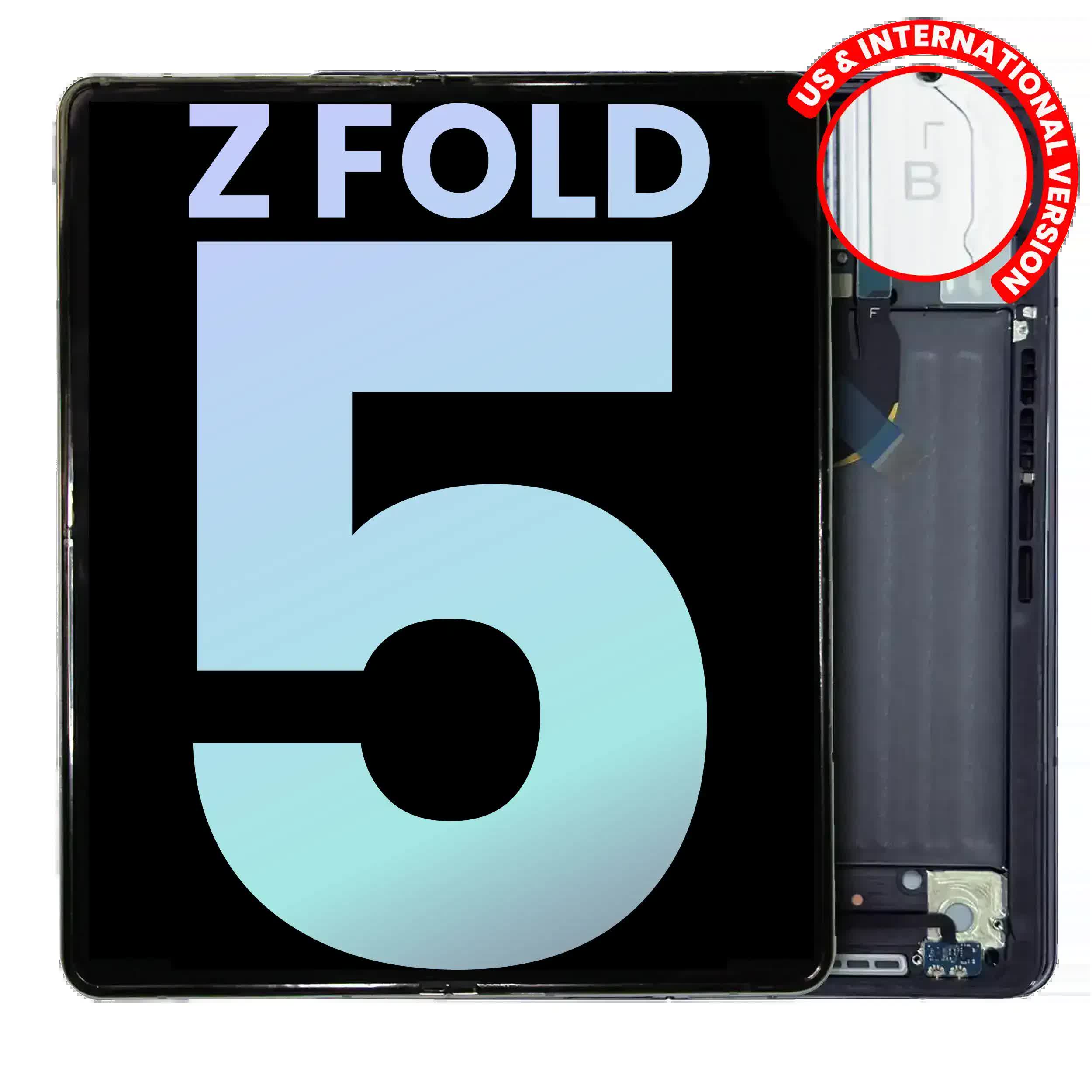 Inner OLED Display mit Rahmen für Samsung Galaxy Z Fold 5 5G (US & International) (Service Pack) (Phantom Black)
