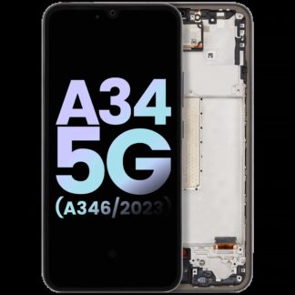 OLED Display mit Rahmen für Samsung Galaxy A34 5G (A346 / 2023) (Service Pack) (Graphite)