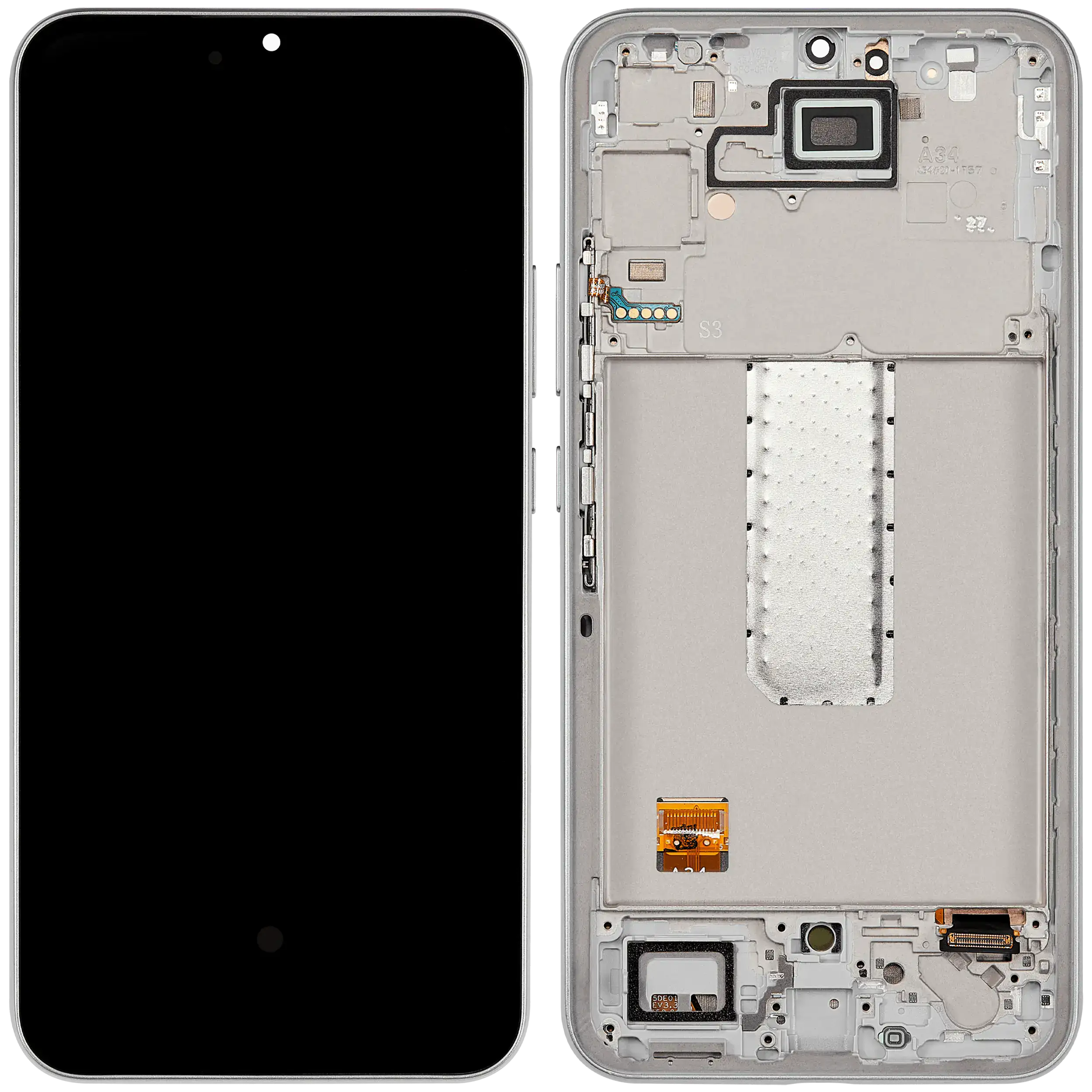 OLED Display mit Rahmen für Samsung Galaxy A34 5G (A346 / 2023) (Service Pack) (Silver (Silber)) – Bild 2