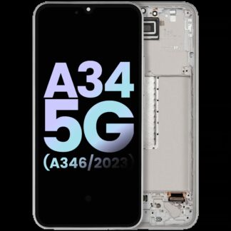 OLED Display mit Rahmen für Samsung Galaxy A34 5G (A346 / 2023) (Service Pack) (Silver (Silber))