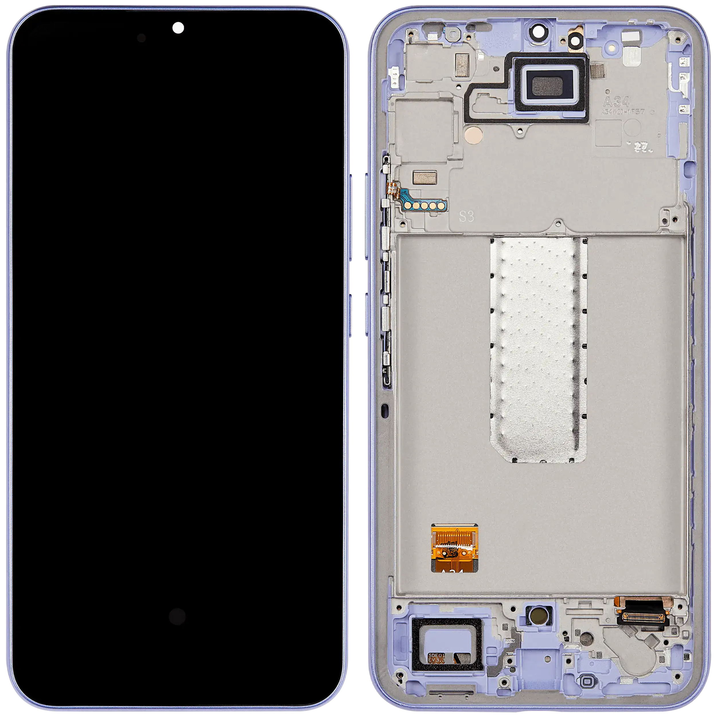 OLED Display mit Rahmen für Samsung Galaxy A34 5G (A346 / 2023) (Service Pack) (Violet (Violett)) – Bild 2