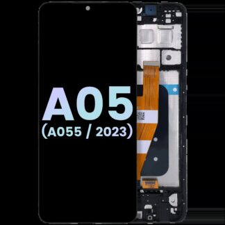 OLED Display mit Rahmen für Samsung Galaxy A05 (A055 / 2023) (Service Pack) (Black (Schwarz))