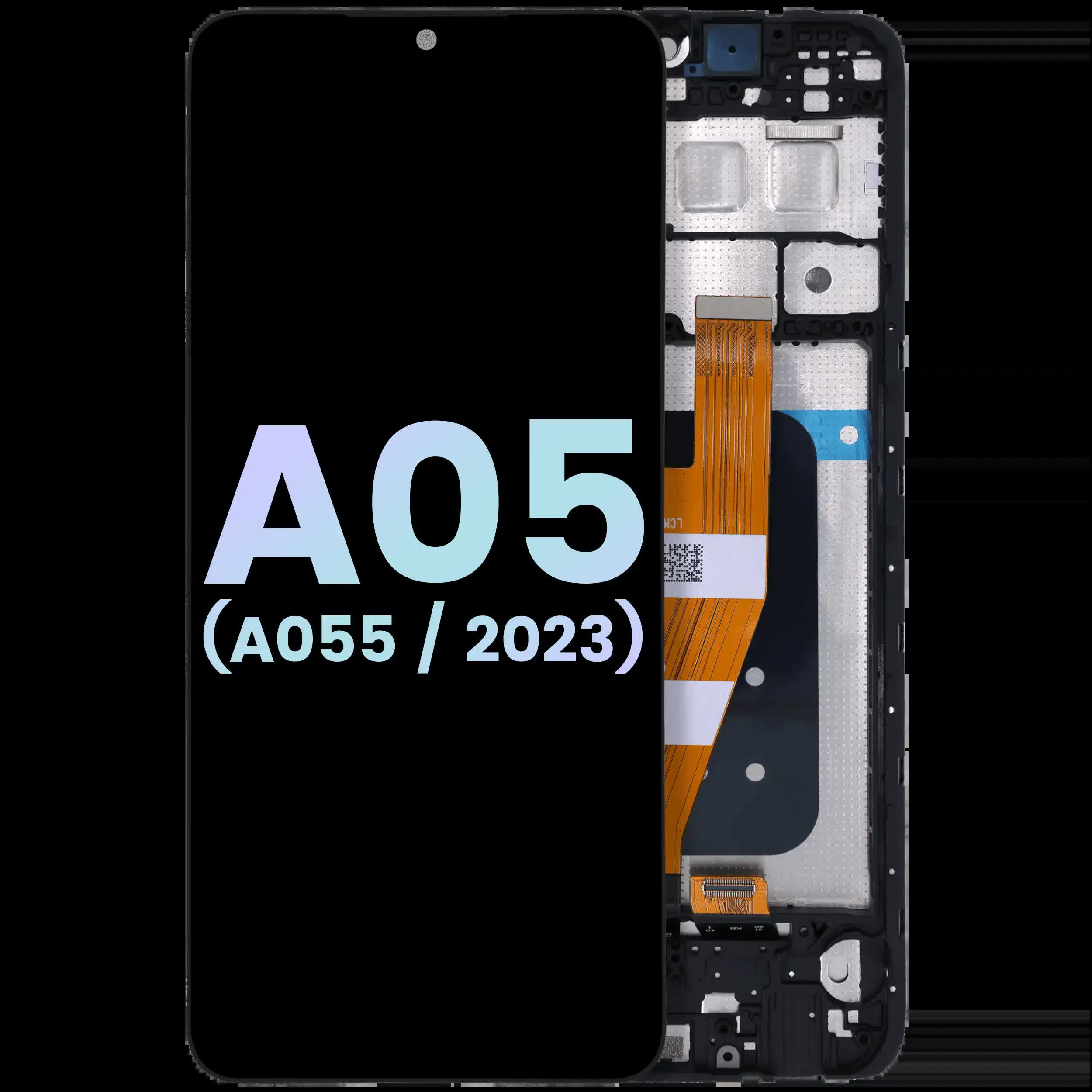 OLED Display mit Rahmen für Samsung Galaxy A05 (A055 / 2023) (Service Pack) (Black (Schwarz))